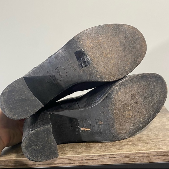 Hope by Ringstrand Söderberg Black Leather Heeled Ankle Boots Booties 37 6.5 - Picture 5 of 6